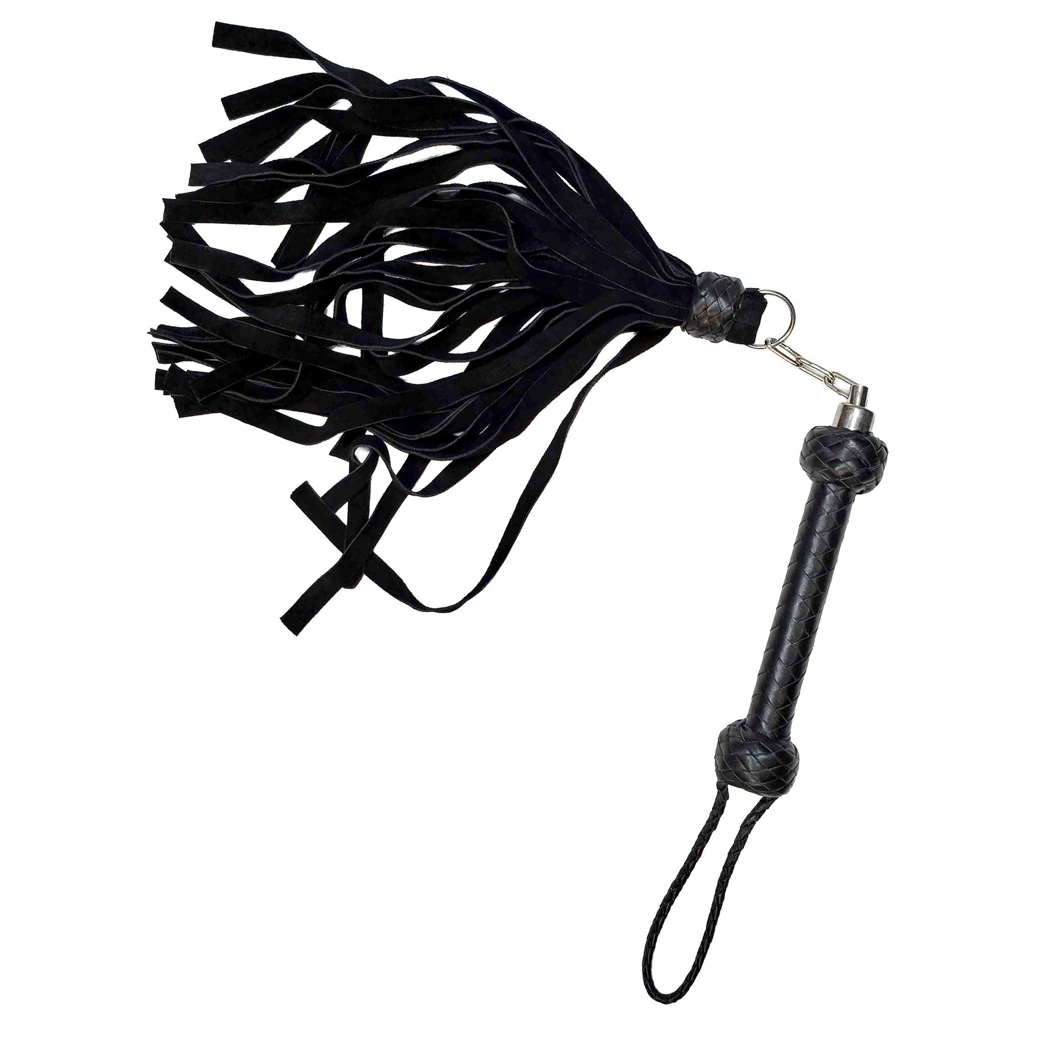 Leather genuine-leather suede metallic-chain accessories flogger whip nunchaku nunchucks numbchucks chain connected-chain connecting ergonomic braided-handle bondage bdsm bdsm-toys bdsm-gear sadism sadomasochism masochism sadist masochist sadomasochist impact impact-play impact-toys kink kinky kinky-play pain punishment discipline adult-toys black
