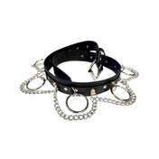 Leather genuine-leather chain hanging-chains chain-belt accessories belt dual-layer heavy-duty D-ring O-ring adjustable buckle interlinked-chain bold power rebellion dark daring style stylish fetish fashion fetishwear alt-fashion punk goth gothic bondage bondage-belt bondage-inspired bdsm bdsm-wear kink kinky kinkwear waist unisex mens womens black