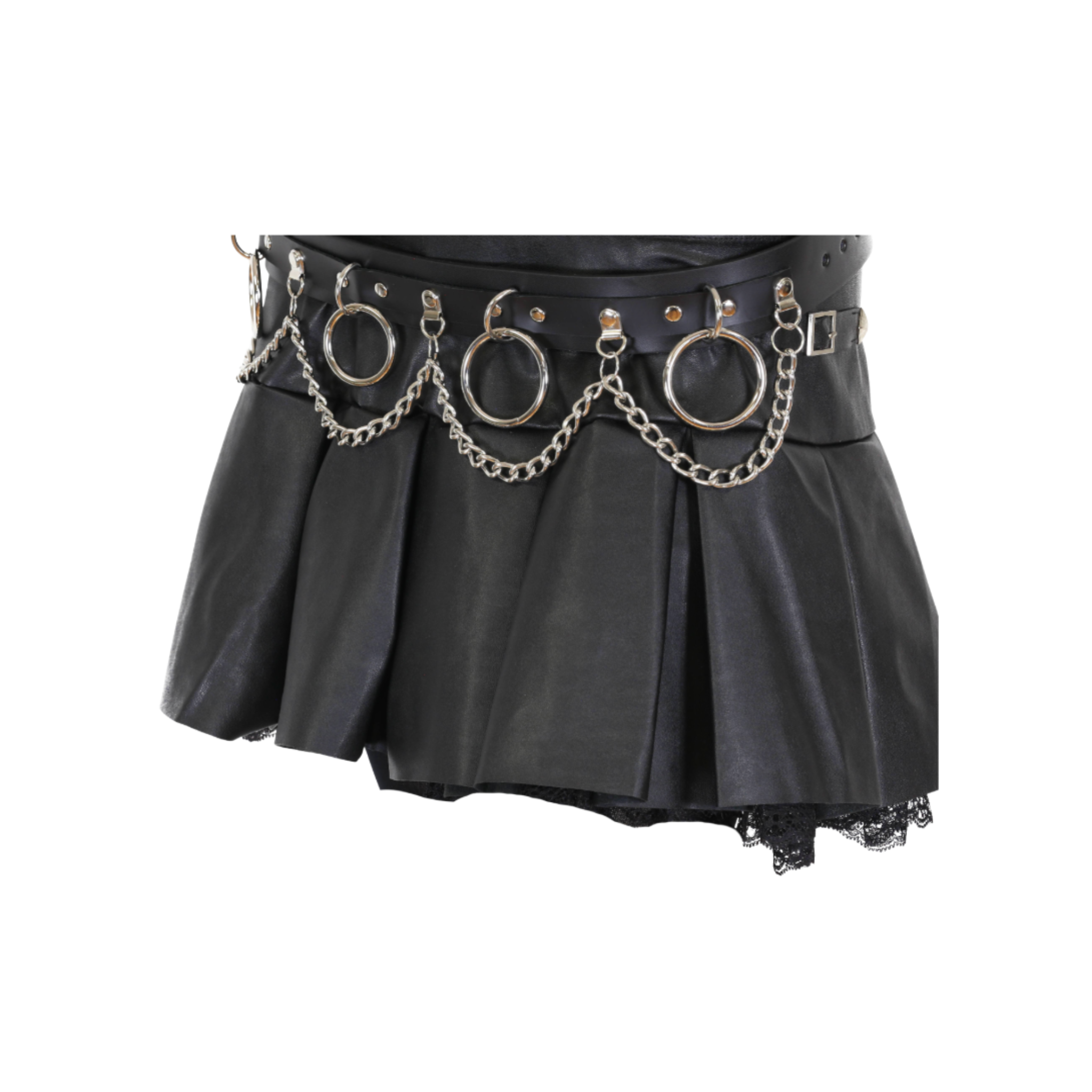 metal chain belt with D rings bondage style heavy duty adjustable goth punk fetish waist accessory
