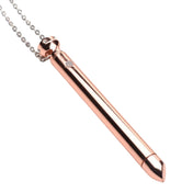 Stainless-steel zinc-alloy rhinestone chain accessories neckwear jewelry necklace vibrator vibe vibration bullet clit clitoris clitoral stim stimulator sexy stunning nickel-free sensitive-skin pinpoint smooth rounded-tip usb-rechargeable kink kinky kinky-toys kinky-jewelry stocking-stuffers gifts adult-toys female femme feminine womens pink rose-gold 