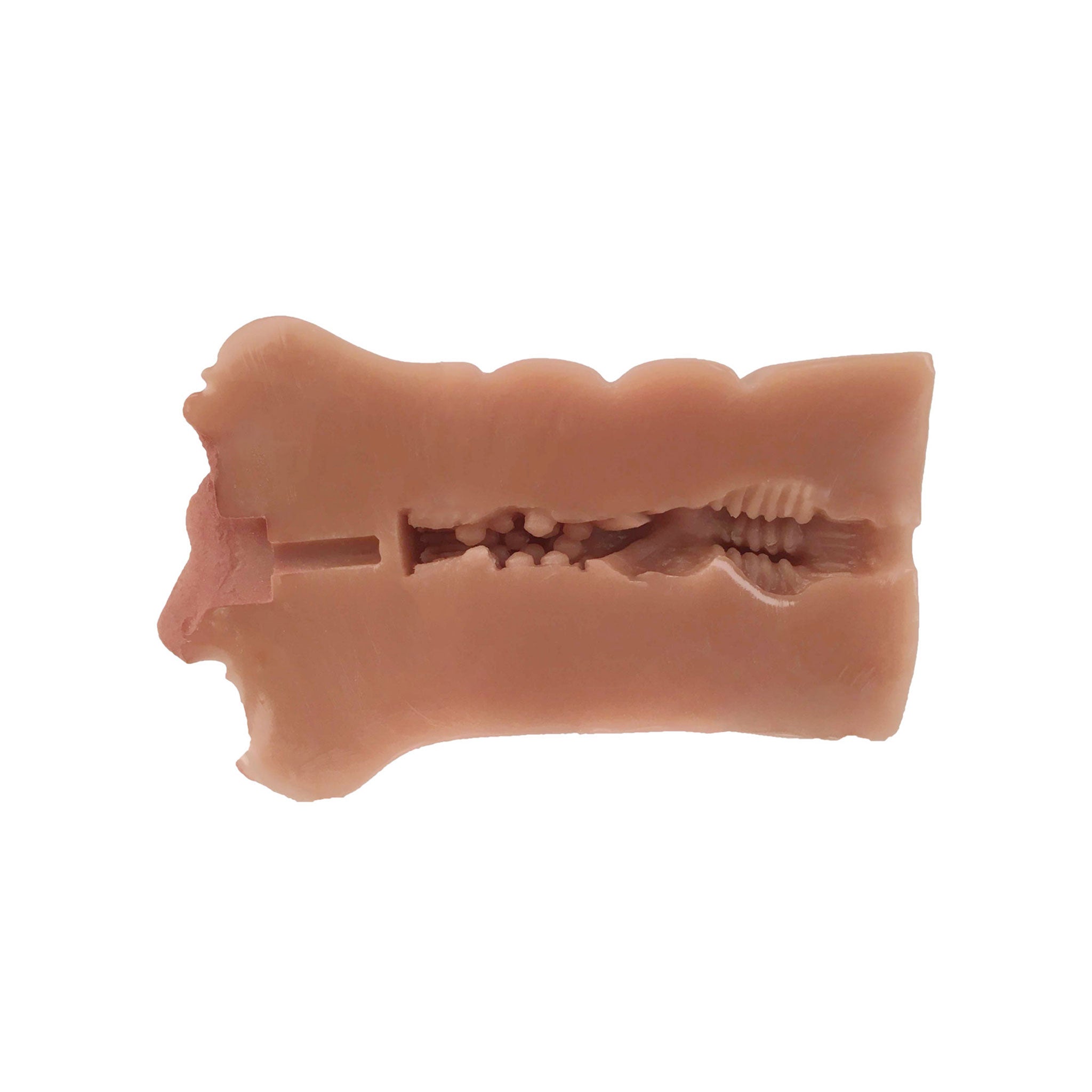 TPR stroker masturbator masturbation soft textured tunnel tight open-ended maintenance-free intact hymen intact-hymen virgin fantasy sorority sorority-girl greek-pledge greek college nonvibe non-vibe nonvibrating non-vibrating adult-toys brown tan vanilla