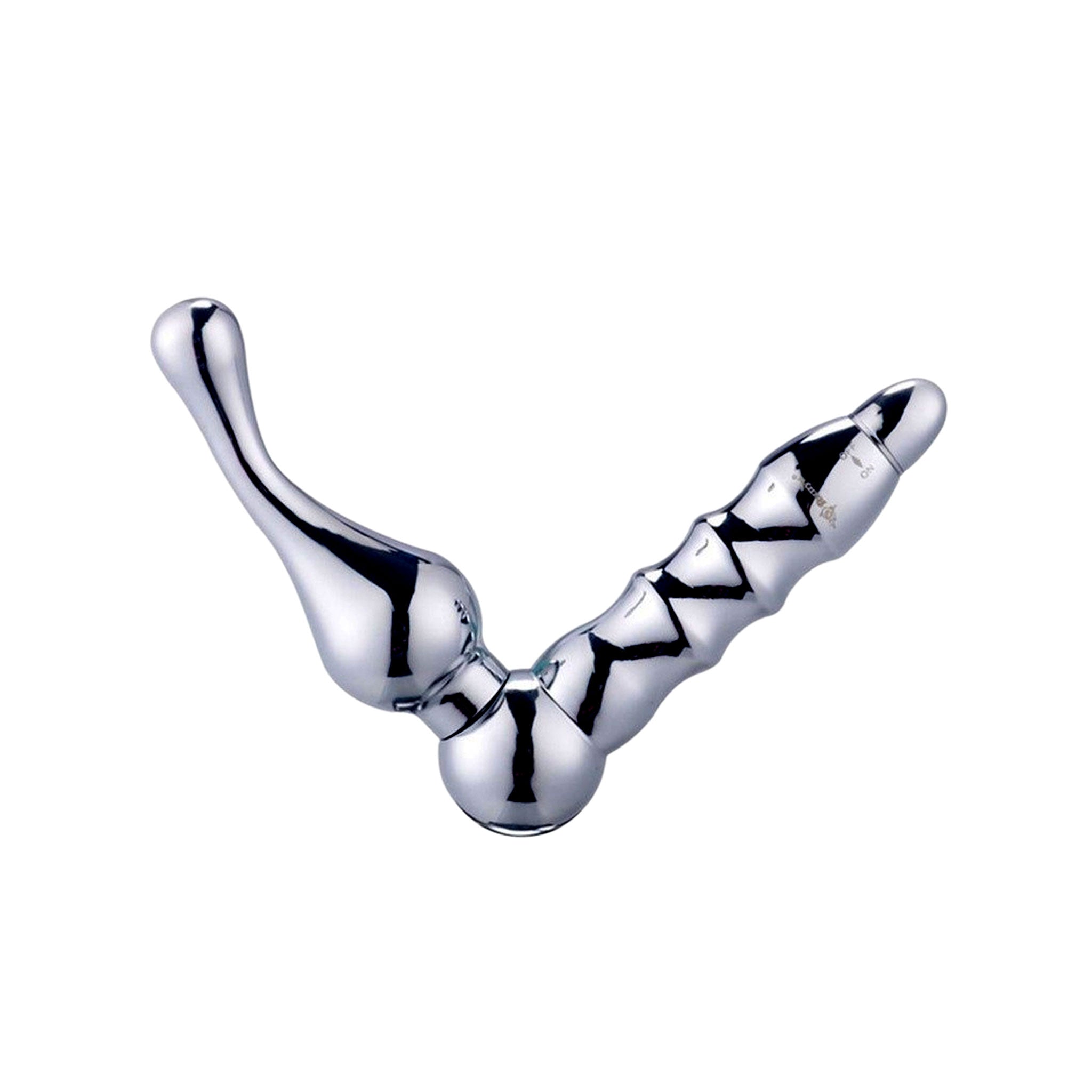 Aluminum alloy shiny polished tapered ridged anal-probe anal probe anal-play butt vibe vibrating vibration vibrator prostate massager p-spot angled kink kinky adult-toys silver chrome