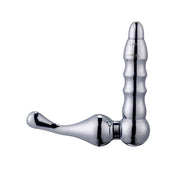 Aluminum alloy shiny polished tapered ridged anal-probe anal probe anal-play butt vibe vibrating vibration vibrator prostate massager p-spot angled kink kinky adult-toys silver chrome