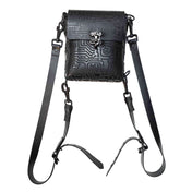 Latex heavy-rubber rubber neoprene textured-latex circuit circuit-texture folded accessory bag backpack back-pack purse adjustable-straps detachable versatile bold compact accessory fetish fashion alt-fashion cyber cyberpunk cyber-punk stylish style unisex black