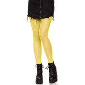 Spandex nylon nylon-blend fishnet fish-net accessories intimates hosiery lingerie tights pantyhose panty-hose classic stretchy comfortable form-flattering bright colorful sexy essentials fashion alt-fashion rave ravewear raver-babe neon-hex festival festivalwear party kink kinky kinky-wear costume cosplay halloween female femme feminine womens neon yellow