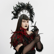 gothic claw glove set black stretch mesh fluffy fabric opera length womens gloves punk rave clubwear festival alternative fashion dark demon fingers accessory