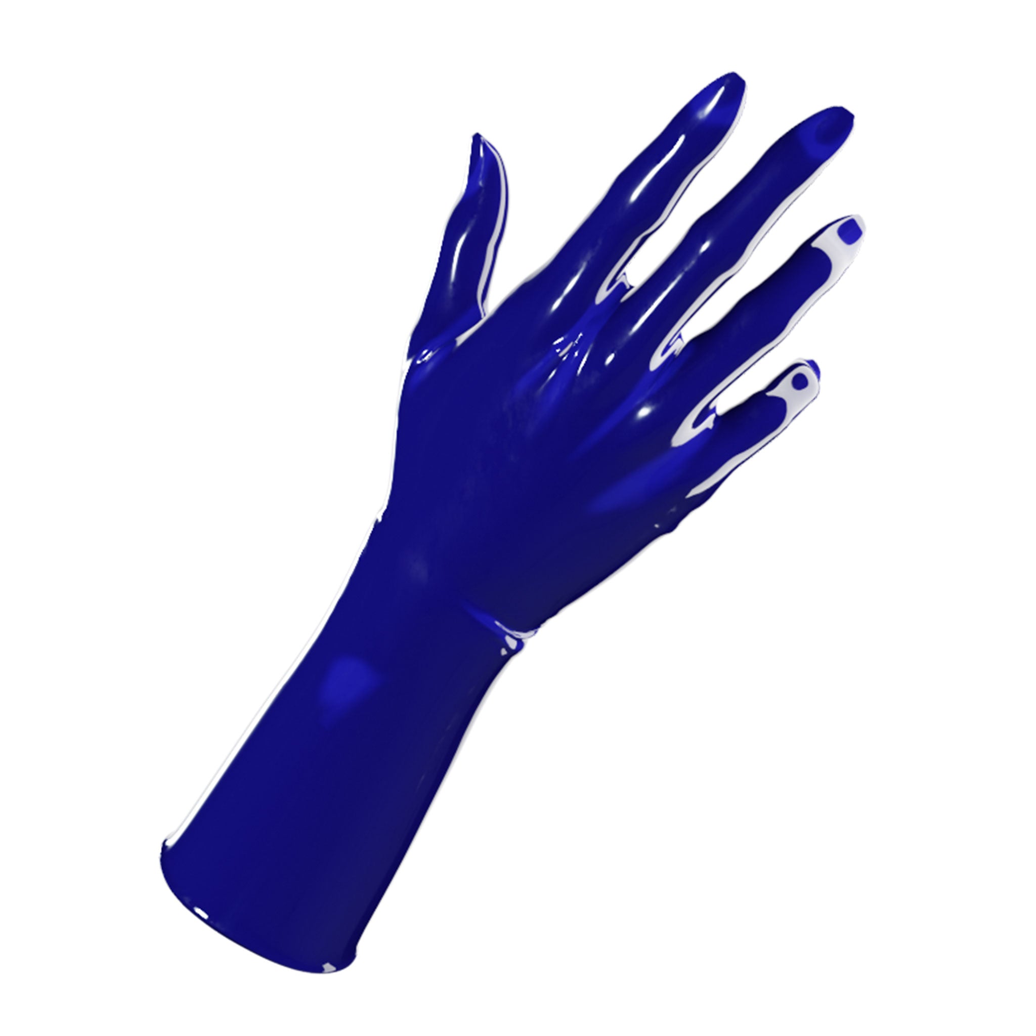 Latex rubber accessories gloves full-fingered mid-arm wrist mid-forearm forearm fetish fashion alt-fashion medical medical-play kin kinky kinky-play bdsm bdsm-gear unisex blue cobalt cobalt-blue