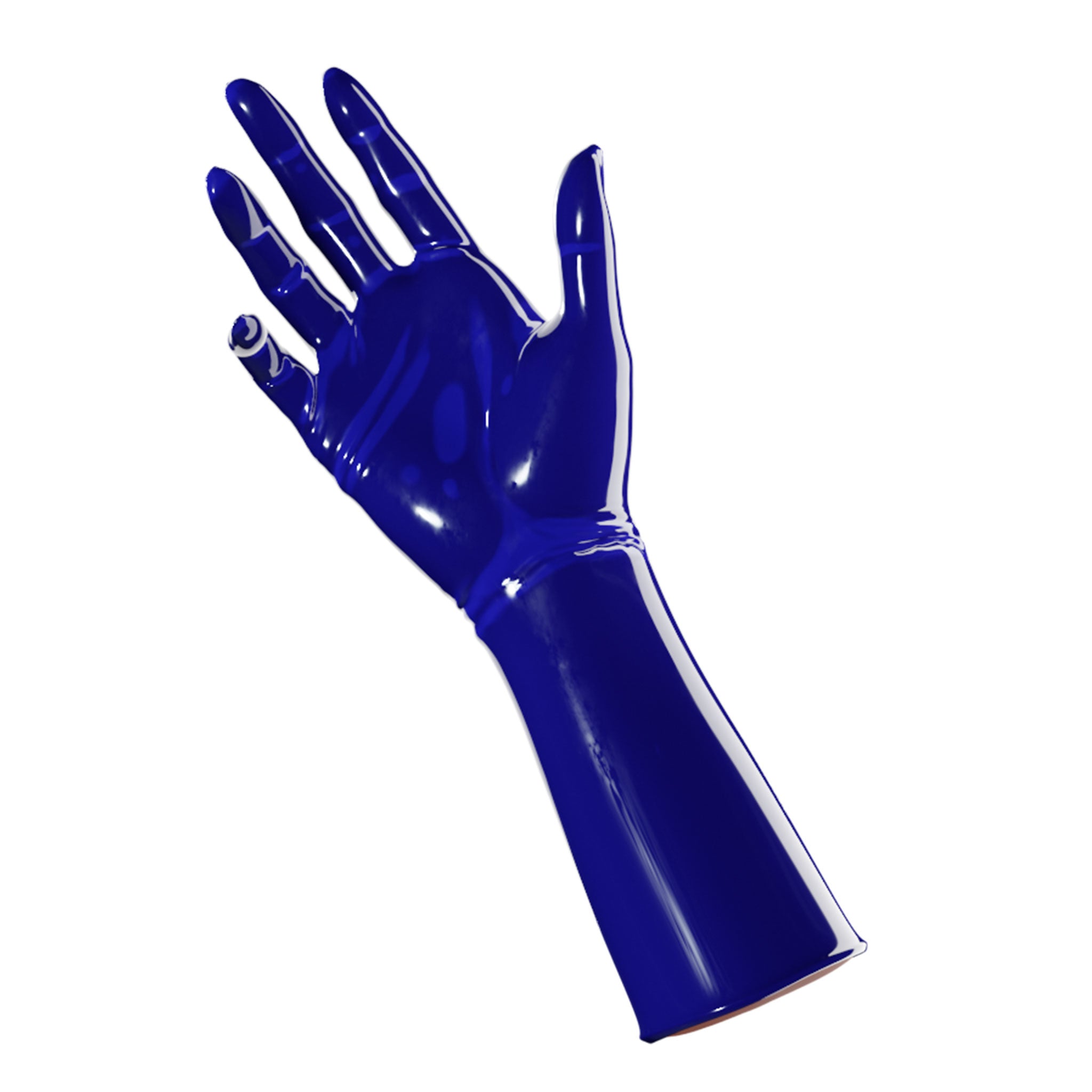 Latex rubber accessories gloves full-fingered mid-arm wrist mid-forearm forearm fetish fashion alt-fashion medical medical-play kin kinky kinky-play bdsm bdsm-gear unisex blue cobalt cobalt-blue