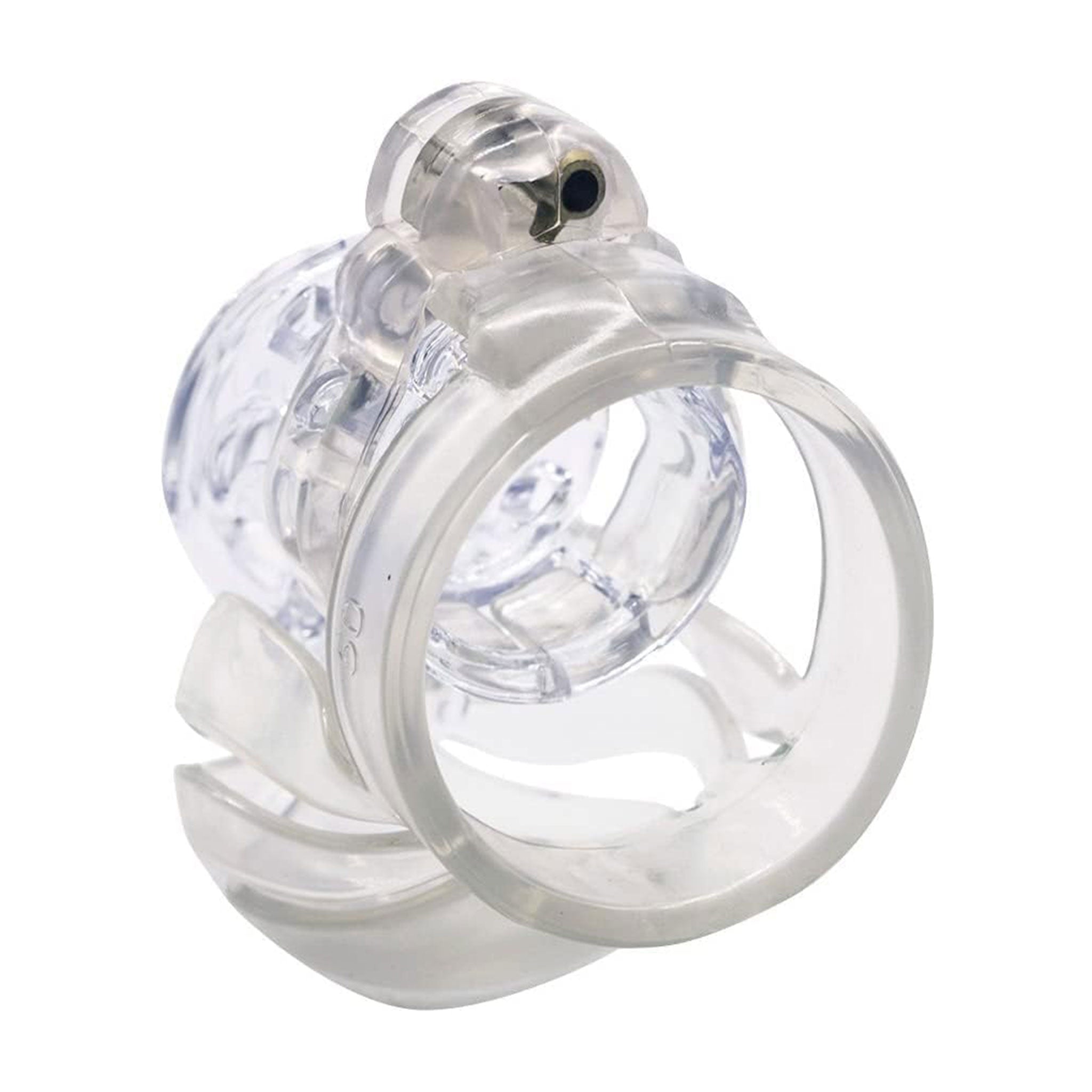 Plastic polycarbonate polycarbonate-plastic medical-grade cock cockring cock-ring chastity male-chastity lockable locking inverted-lock lightweight hypoallergenic durable bondage bdsm restraint kink kink kinky-play sadist sadism masochist masochism adult-toys clear