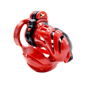 Plastic polycarbonate polycarbonate-plastic medical-grade cock cockring cock-ring chastity male-chastity lockable locking inverted-lock lightweight hypoallergenic durable bondage bdsm restraint kink kink kinky-play sadist sadism masochist masochism adult-toys red black