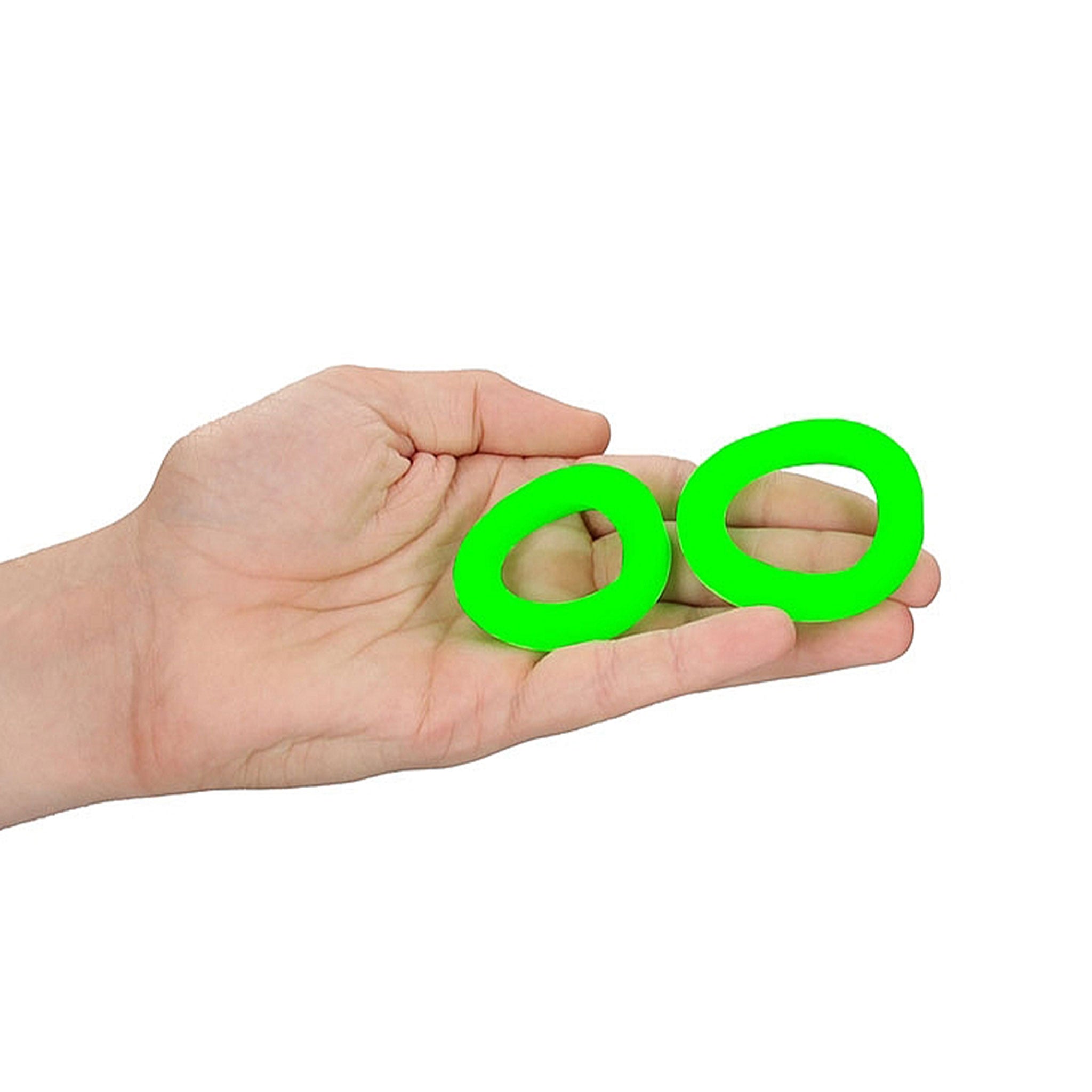 Silicone cock ring cockring cock-ring cock&ball cock-and-ball cnb glow-in-the-dark stretchy stamina performance 2pc two-piece 2-piece adult-toys green