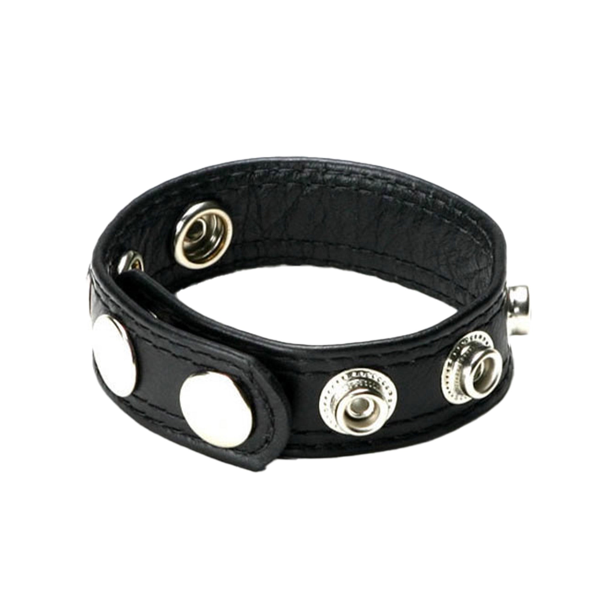 Leather cock ring cockring cock-ring cock-and-ball cock&ball cnb non-vibe nonvibe non-vibrating erection stamina stimulation sexual snap-button adjustable kink kinky kinky-play adult-toys black