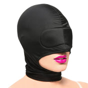 Nylon Spandex metallic-grommets accessories hood mask lace-up laceup back-closure blindfold built-in padded-blindfold mouth-opening open-mouth nose-opening open-nose cock-sucker cocksucker stretchy comfortable breathable snug fetish fashion alt-fashion alternative dungeon bedroom erotic bondage bdsm bdsm-gear bdsm-toys kink kinky kinky-toys kinky-play kinkwear sensory sensory-play sensory-deprivation costume cosplay halloween couples couples-play unisex black