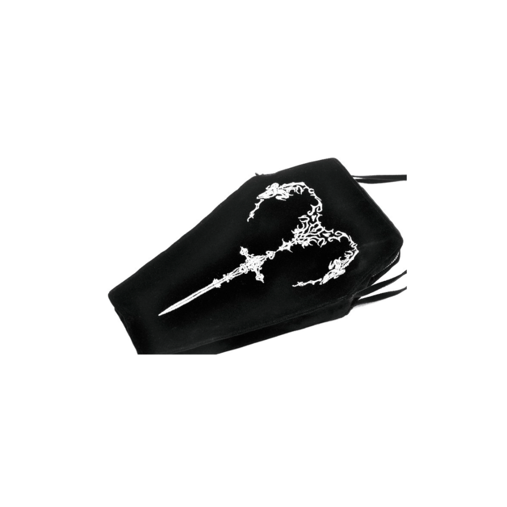 gothic coffin purse sword print embroidered heart black coffin tote bag adjustable strap gothic handbag fetish fashion