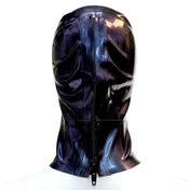 Latex rubber accessories latex-accessories head-gear hood latex-hood anatomical wide-eyes zipper back-zip hidden-zip shiny glossy glittery two-tone color-shift sexy fetish fashion alt-fashion alternative punk goth gothic cyber cyberpunk festival bedroom dungeon bondage bdsm bdsm-toys bdsm-gear bdsm-fashion kink kinky kinkwear costume cosplay halloween purple purple-blue
