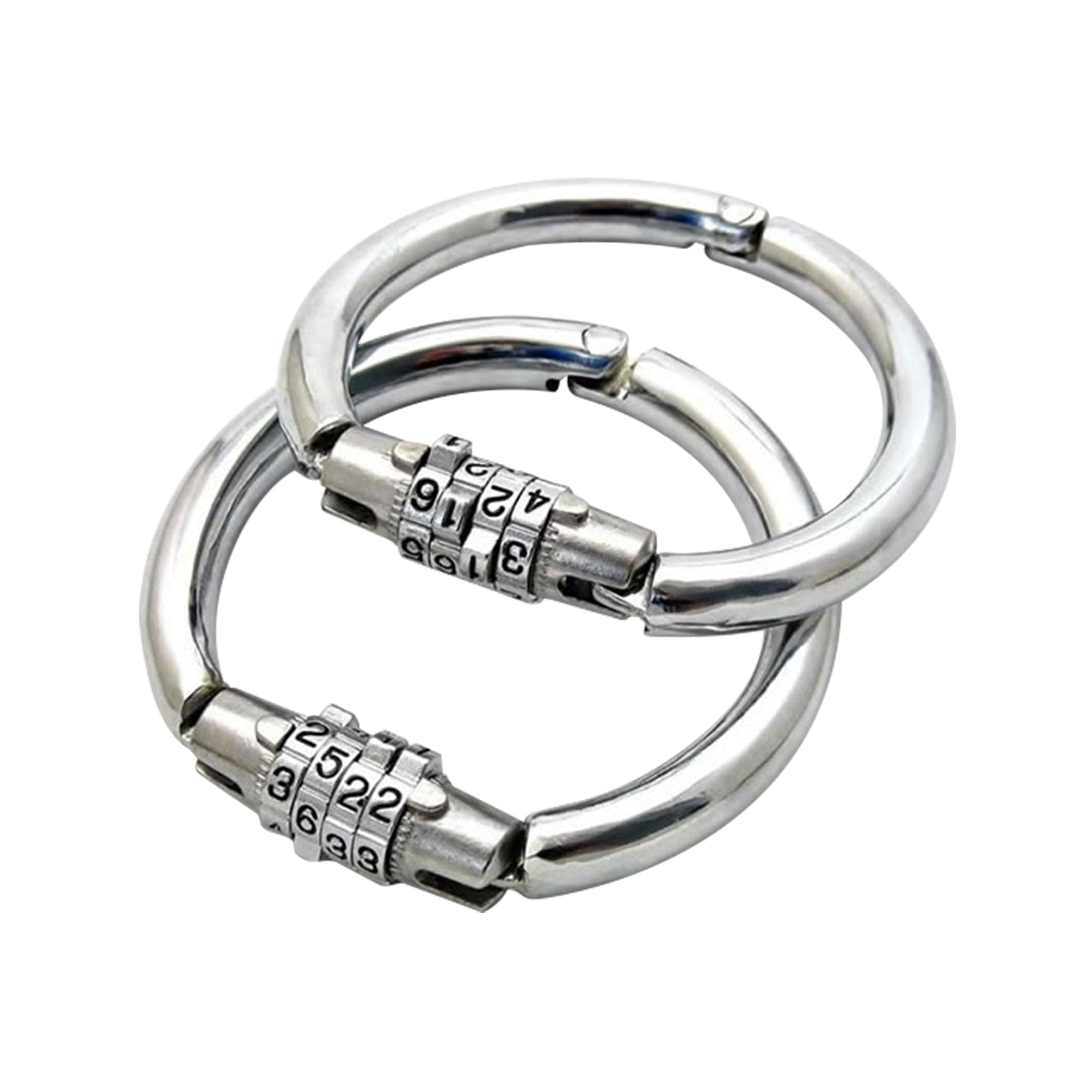 Stainless-steel restraints restraint set metallic cuffs wrist wristcuffs light-weight lightweight luggage lock locking tumbler number numerical combination bdsm bondage fetish-fashion bdsm-gear extreme silver large