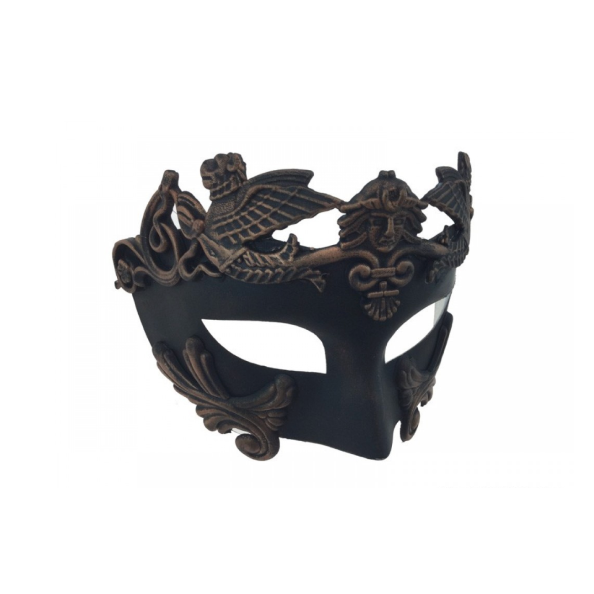 copper warrior mask venetian half face mask metallic copper masquerade cosplay accessory sculpted warrior details fantasy costume gothic event halloween mask bold statement accessory