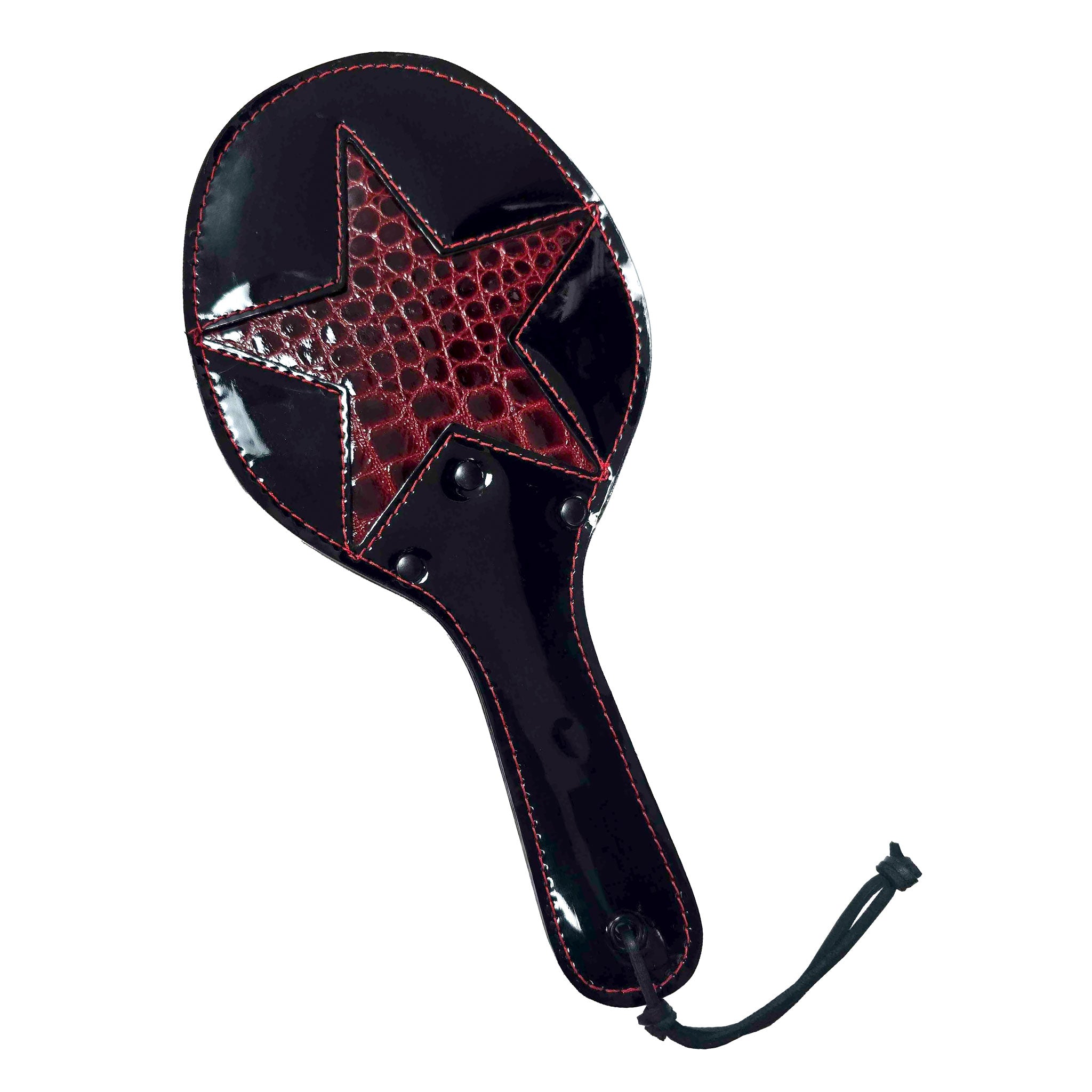 Leather patent textured glossy paddle spanking star five-pointed 5-pointed impact-play impact-toys adult-toys black burgundy cosmos