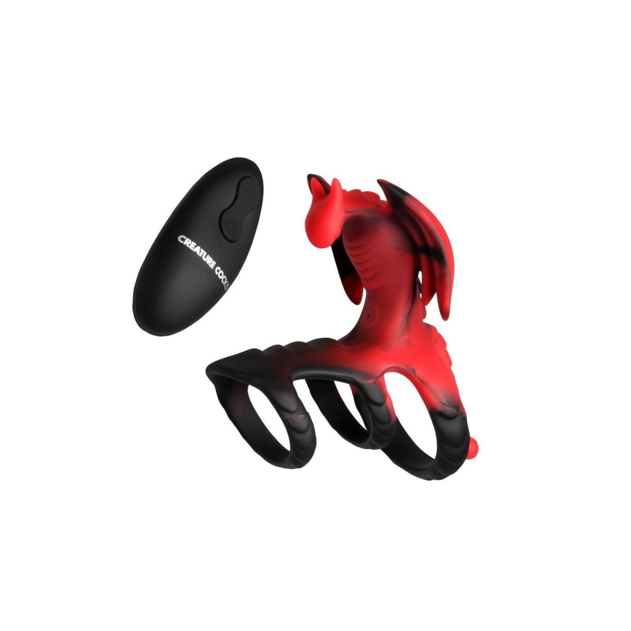 dragon flight vibrating cock ring red black fantasy silicone dual ring remote control textured dragon adult toy rechargeable vibrator fantasy accessory body safe silicone