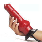 Silicone stainless-steel accessories dildo dong nonvibe nonvibrating inflatable inflatable-girth squeeze-bulb quick-release veiny-texture locking-knot hellhound canine girth suction-cup suction-base harness-compatible steel-core flanged-base immersive fantasy flexible durable versatile hands-free customizable adult-toys unisex creature-cocks red black