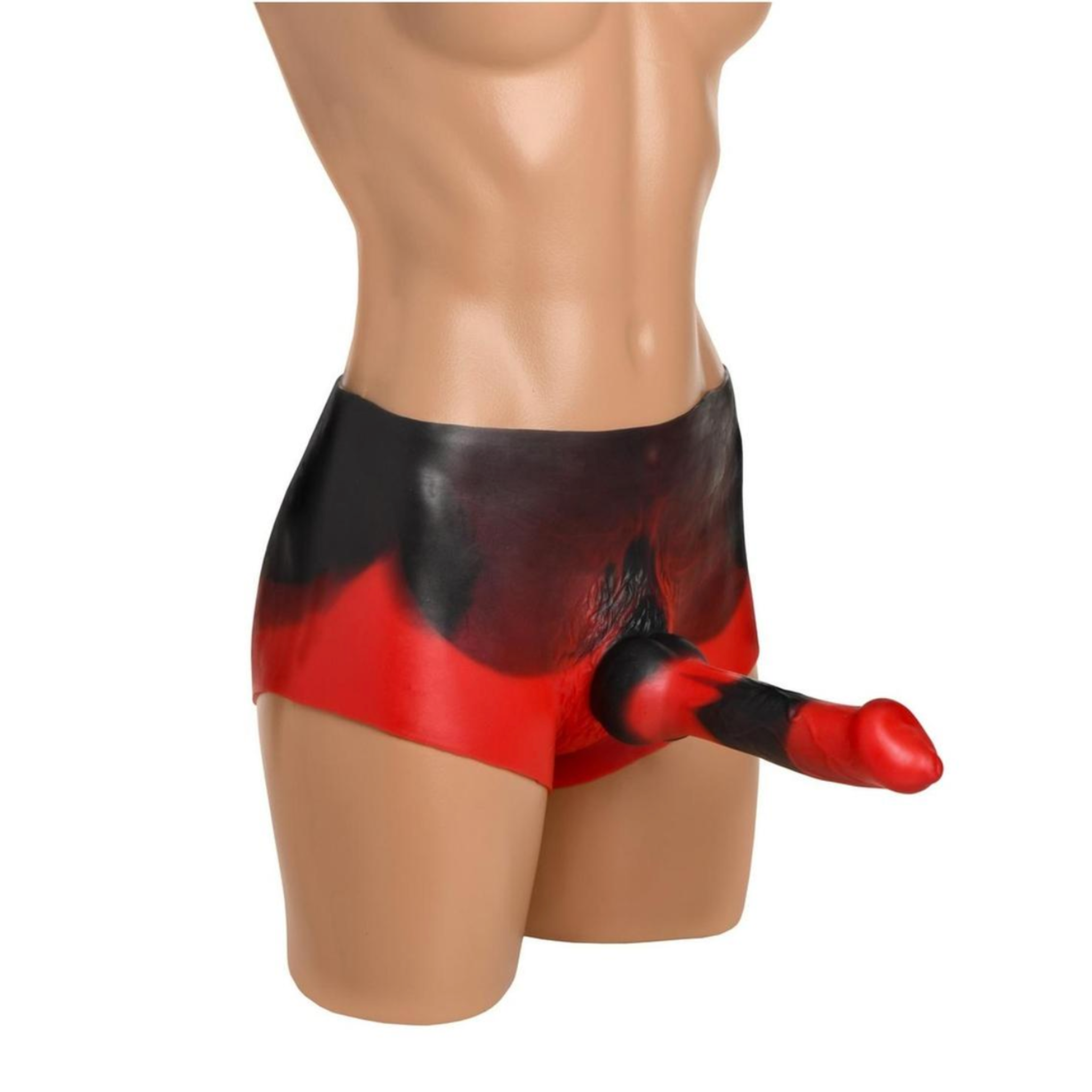 Hellhound strap-on shorts, silicone dildo, anal opening, fantasy play, premium stretchy silicone, ribbed dildo.