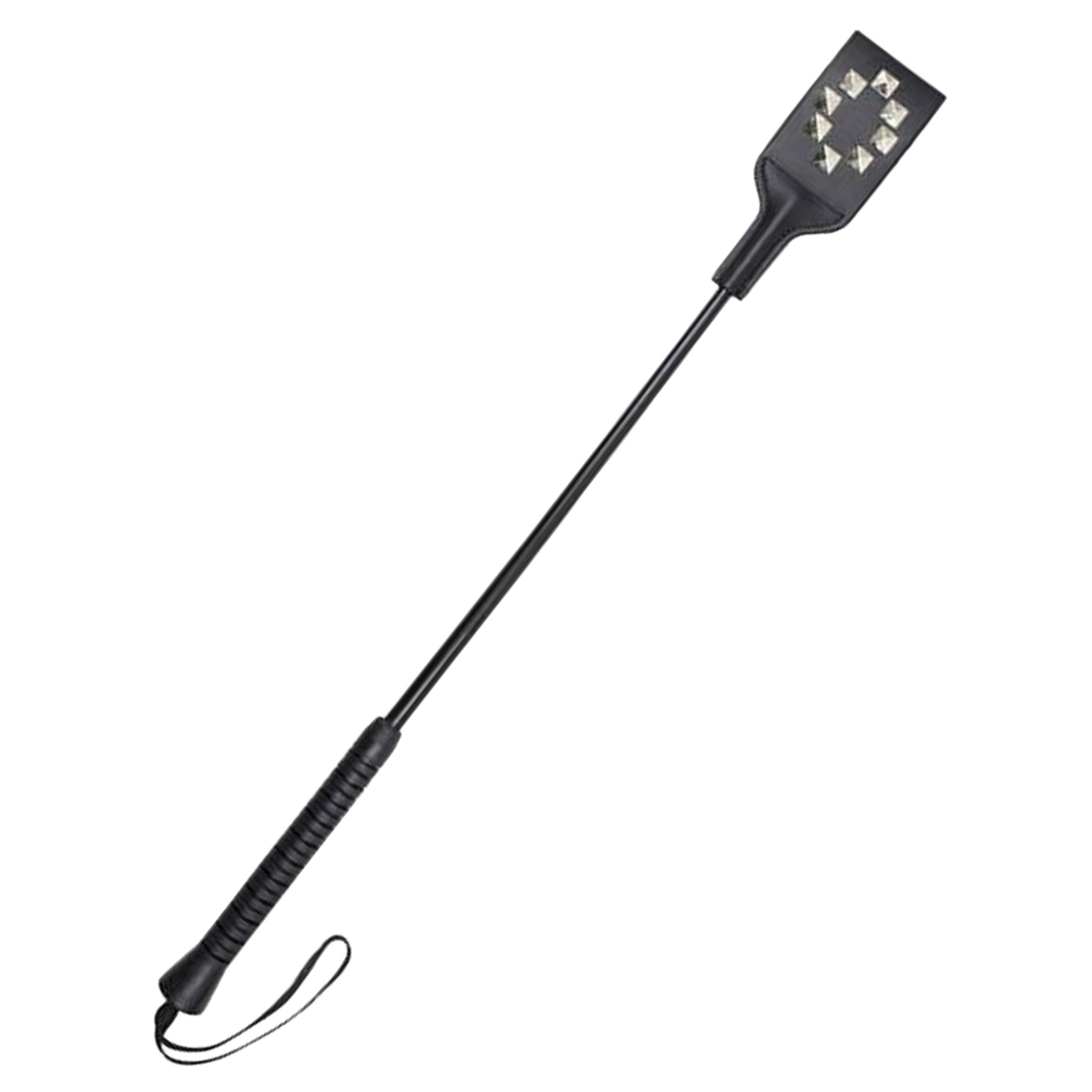 Leather faux-leather rubber accessories crop riding-crop leather-popper studs studded flexible rubber-handle lightweight bondage bdsm bdsm-toys kink kinky kinky-play impact impact-play impact-toys spanking pain sadism masochism sadist masochist sadomasochism sadomasochist unisex black silver