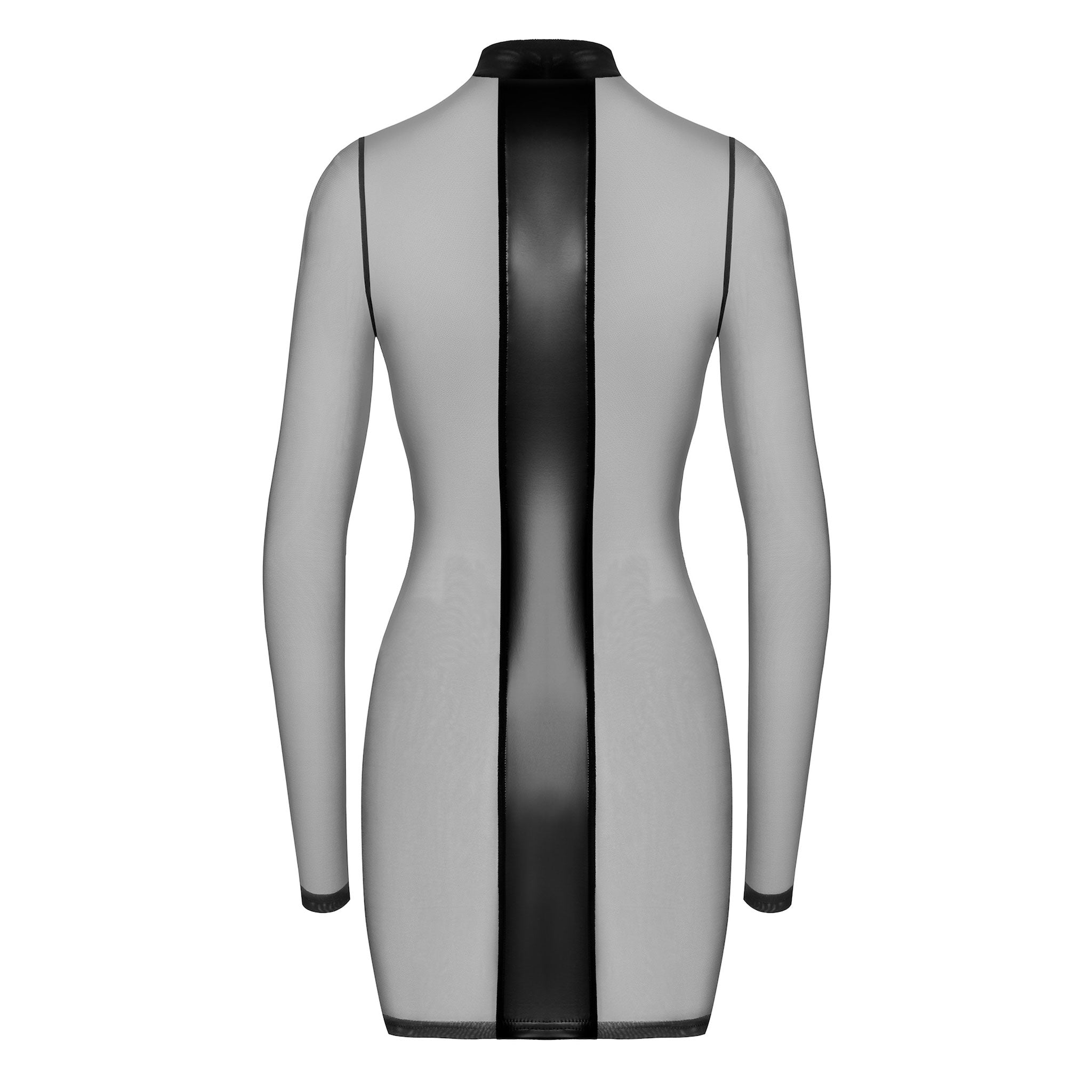 Mesh tulle sheer semi-sheer transparent wetlook wetlook-panels power-wetlook dress mini-dress minidress longsleeve long-sleeve sleeves sleeved turtleneck turtle-neck collar lightweight cross criss-cross crossfire pullover stretchy elegant seductive striking soft bold daring comfortable teasing strategic eye-catching contoured body-hugging snug flattering provocative sophisticated sexy fetish fashion alt-fashion party club clubwear costume cosplay halloween confession female femme feminine womens black