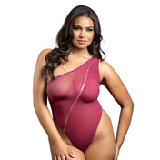 Polyester Spandex mesh sheer transparent seethru see-thru see-through opaque apparel intimates lingerie one-piece onesie bodysuit teddy one-shoulder singlet thong-back gstring g-string sleeveless asymmetrical zipper full-zip crossbody-zip crotchless open-crotch cutout cut-out stretchy breathable fetish fashion alt-fashion femdom domination dominatrix facesitting face-sitting queening kink kinky kinkwear costume cosplay wrestling muscle-girl fit-girl fitness sports female femme feminine womens berry queen