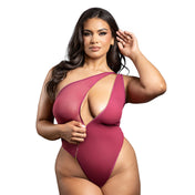 Polyester Spandex mesh sheer transparent seethru see-thru see-through opaque apparel intimates lingerie one-piece onesie bodysuit teddy one-shoulder singlet thong-back gstring g-string sleeveless asymmetrical zipper full-zip crossbody-zip crotchless open-crotch cutout cut-out stretchy breathable fetish fashion alt-fashion femdom domination dominatrix facesitting face-sitting queening kink kinky kinkwear costume cosplay wrestling muscle-girl fit-girl fitness sports female femme feminine womens berry queen