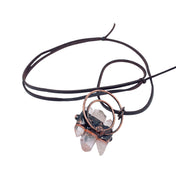 Leather PU-leather amethyst quartz clear-quartz body-safe hypoallergenic nickel-free lead-free accessories jewelry natural-jewelry necklace adjustable balance-emotions block-negative fashion alt-fashion alternative bohemian boho hippy hippie festival gypsy fortune-teller costume cosplay halloween gifts unisex clear purple copper brown