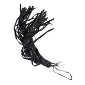 Leather genuine-leather soft-leather acrylic flogger soft-falls short-handle crystal-ball faceted fetish bdsm bdsm-toys bondage sadism masochism spanking impact impact-play impact-toys kink kinky kinky-play pleasure adult-toys black clear