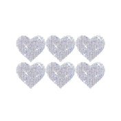 Crystals glass adhesive medical-grade silicone-backing silicone self-adhesive accessories intimates body-stickers 6pk 6pc 6-pack six-pack skin heart-shaped mini-hearts sparkling shining sparkly shiny dazzle dazzling glittery costume cosplay halloween rave ravewear festival valentines female femme feminine women clear