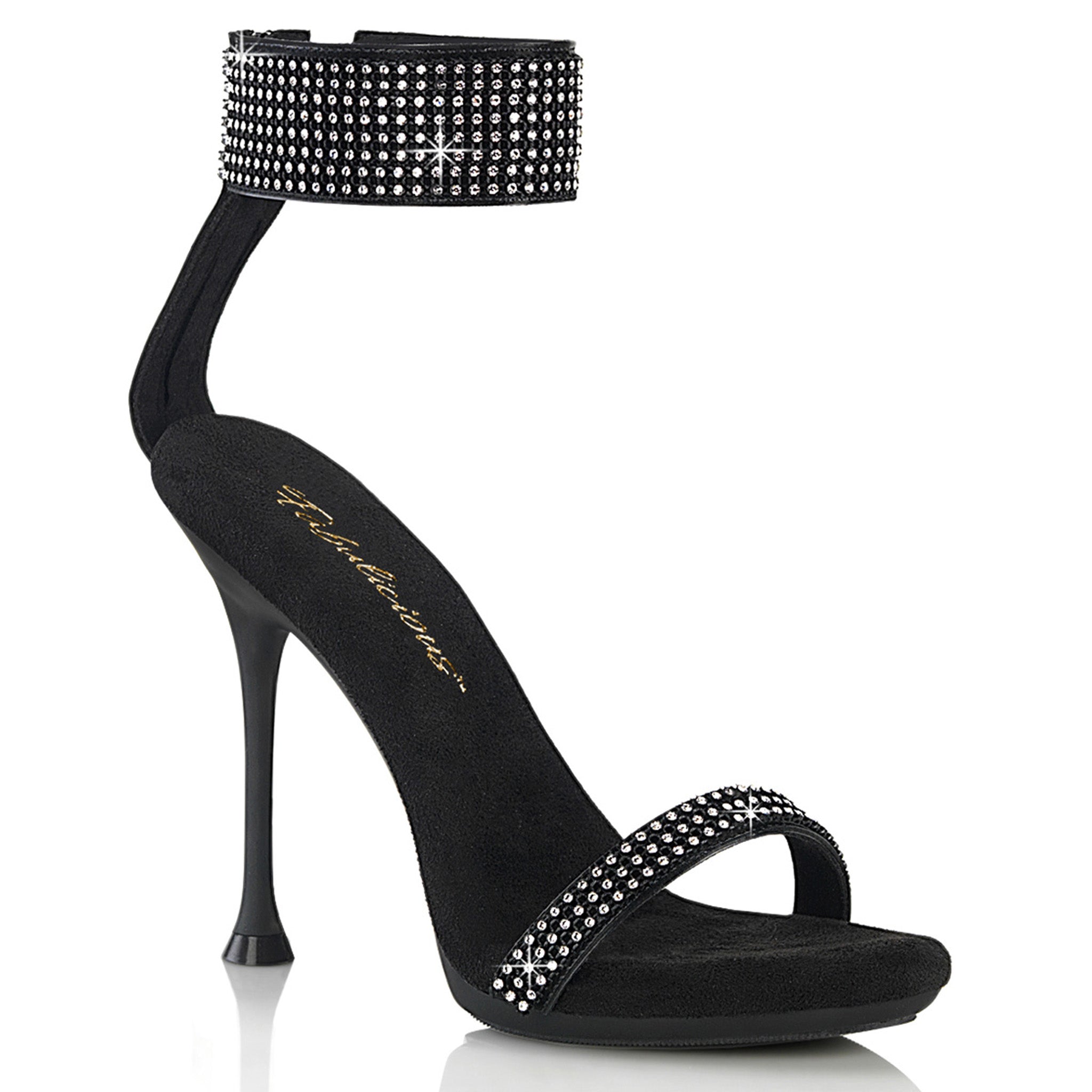 Rhinestone Ankle Cuff Thin Strap Stiletto Sandals