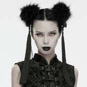 Polyester plastic acrylic elastic accessories head-gear hair-pom pom-pom 3d-skull skull beaded tassel pendant hair-tie hair-loop hair-pin hair-clip eco-friendly versatile unique sweet cool fashion alt-fashion alternative punk goth gothic cyber cyberpunk rave raver-babe festivalwear casual everyday party costume cosplay halloween halloween-accessories techno-orientalism orientalism chinese chinese-new-year afterdark-collection female femme feminine womens black-black
