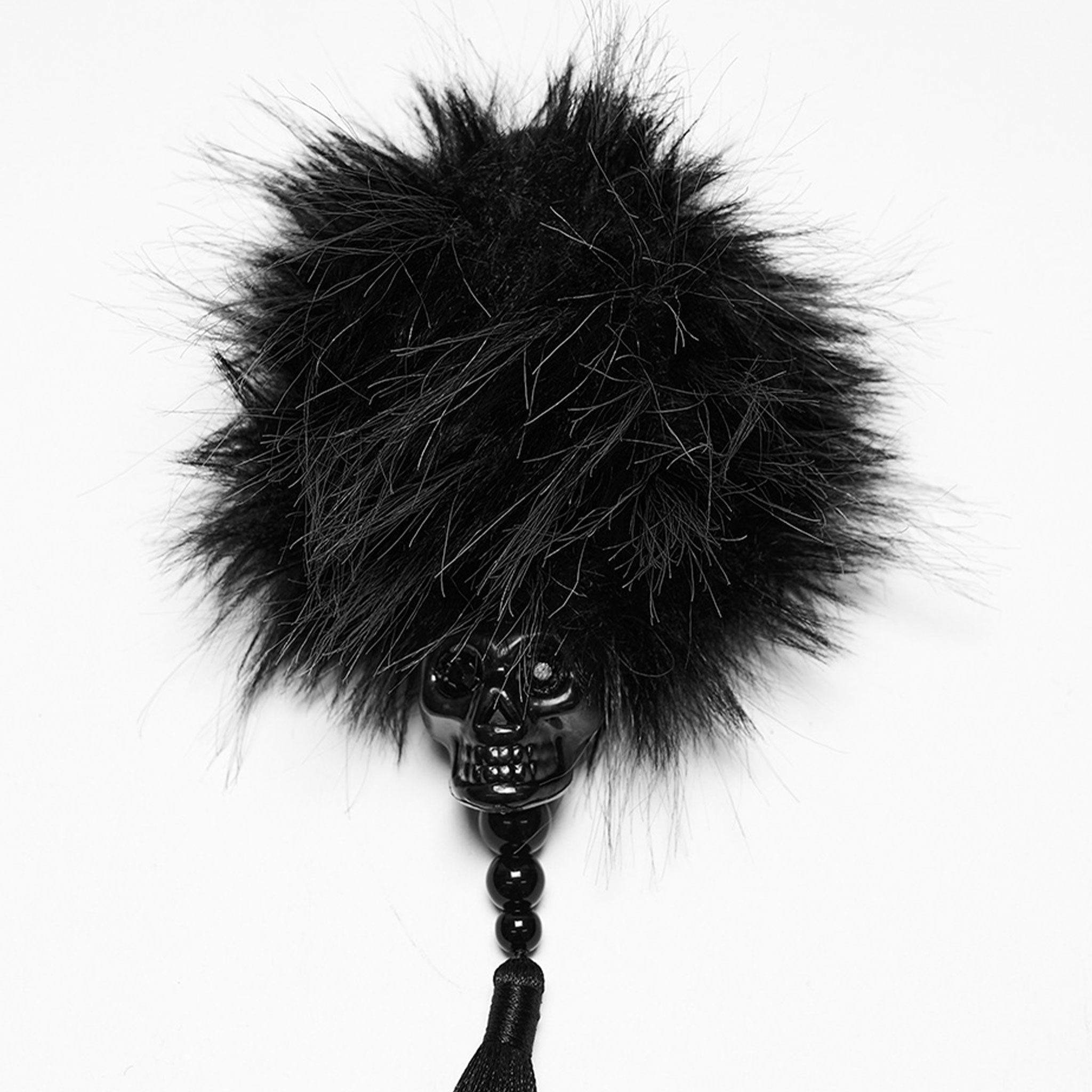 Polyester plastic acrylic elastic accessories head-gear hair-pom pom-pom 3d-skull skull beaded tassel pendant hair-tie hair-loop hair-pin hair-clip eco-friendly versatile unique sweet cool fashion alt-fashion alternative punk goth gothic cyber cyberpunk rave raver-babe festivalwear casual everyday party costume cosplay halloween halloween-accessories techno-orientalism orientalism chinese chinese-new-year afterdark-collection female femme feminine womens black-black