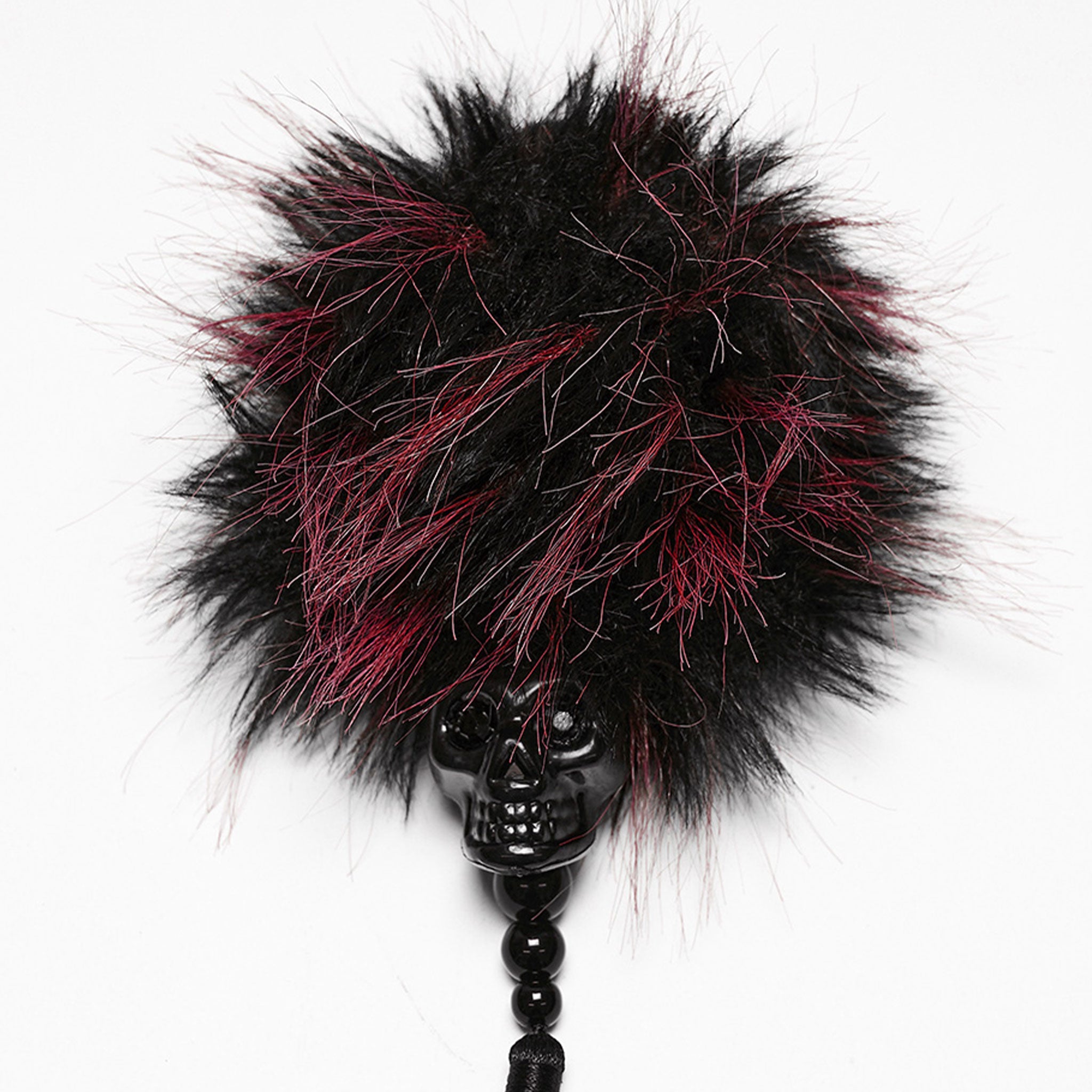 Polyester plastic acrylic elastic accessories head-gear hair-pom pom-pom 3d-skull skull beaded tassel pendant hair-tie hair-loop hair-pin hair-clip eco-friendly versatile unique sweet cool fashion alt-fashion alternative punk goth gothic cyber cyberpunk rave raver-babe festivalwear casual everyday party costume cosplay halloween halloween-accessories techno-orientalism orientalism chinese chinese-new-year afterdark-collection female femme feminine womens black-red