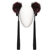 Polyester plastic acrylic elastic accessories head-gear hair-pom pom-pom 3d-skull skull beaded tassel pendant hair-tie hair-loop hair-pin hair-clip eco-friendly versatile unique sweet cool fashion alt-fashion alternative punk goth gothic cyber cyberpunk rave raver-babe festivalwear casual everyday party costume cosplay halloween halloween-accessories techno-orientalism orientalism chinese chinese-new-year afterdark-collection female femme feminine womens black-red