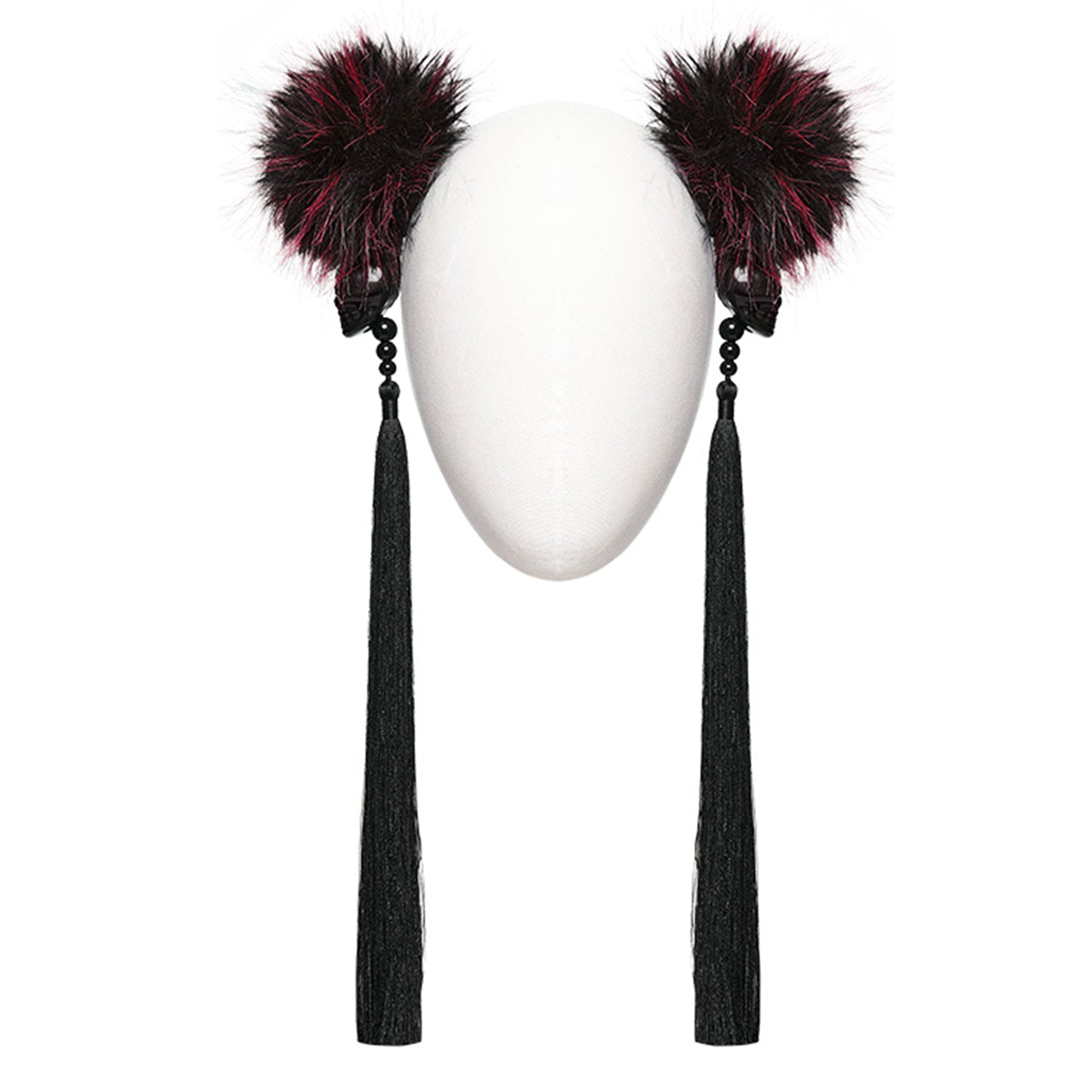 Polyester plastic acrylic elastic accessories head-gear hair-pom pom-pom 3d-skull skull beaded tassel pendant hair-tie hair-loop hair-pin hair-clip eco-friendly versatile unique sweet cool fashion alt-fashion alternative punk goth gothic cyber cyberpunk rave raver-babe festivalwear casual everyday party costume cosplay halloween halloween-accessories techno-orientalism orientalism chinese chinese-new-year afterdark-collection female femme feminine womens black-red