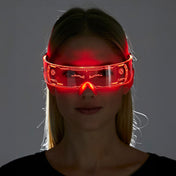 Acrylic plastic accessories headgear eyewear glasses goggles color-changing cycle changing LED single-lens monochrome-color monochrome-flicker slow-flash fast-flash gradient mix-and-match high-tech circuit flashing fetish fashion alt-fashion alternative cyber punk festival rave raver-babe ravewear costume cosplay halloween futuristic future eyekndy unisex clear red