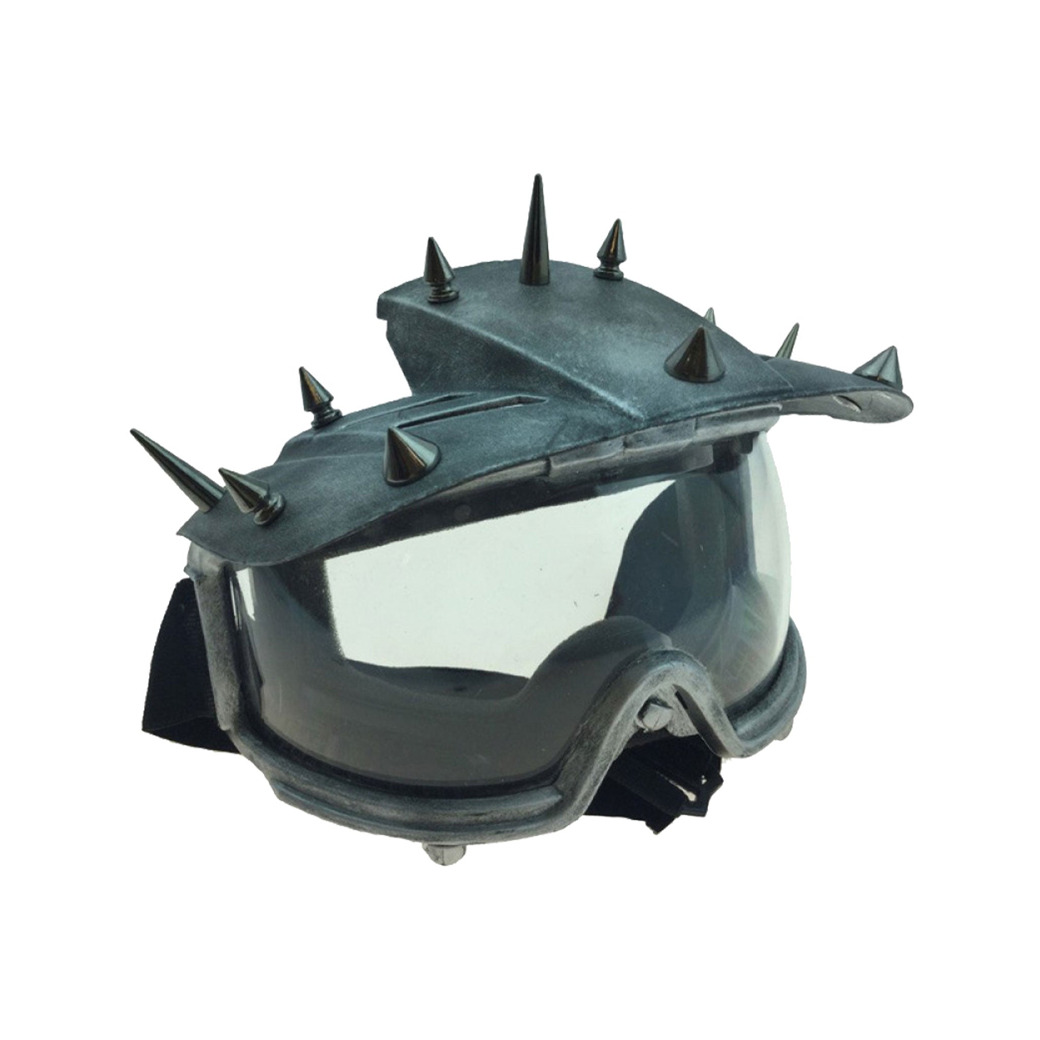 ABS plastic polycarbonate accessories headgear mask eyewear goggles visor vizor spiked spikes bmx-goggles motorcross wraparound elastic-band adjustable fetish fashion alt-fashion cyberpunk post-apocalyptic fallout mad-max steampunk costume cosplay halloween unisex antique-silver