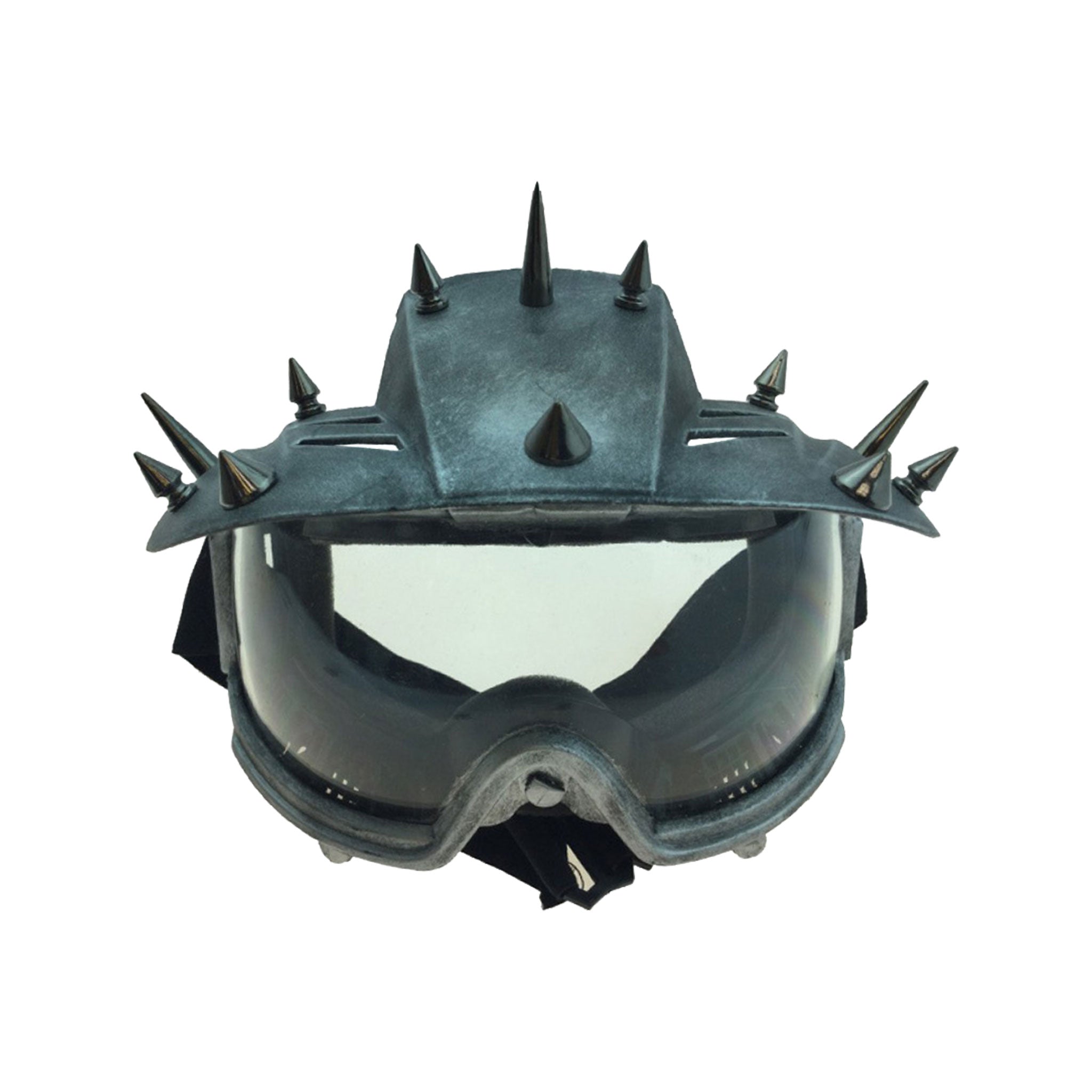 ABS plastic polycarbonate accessories headgear mask eyewear goggles visor vizor spiked spikes bmx-goggles motorcross wraparound elastic-band adjustable fetish fashion alt-fashion cyberpunk post-apocalyptic fallout mad-max steampunk costume cosplay halloween unisex antique-silver