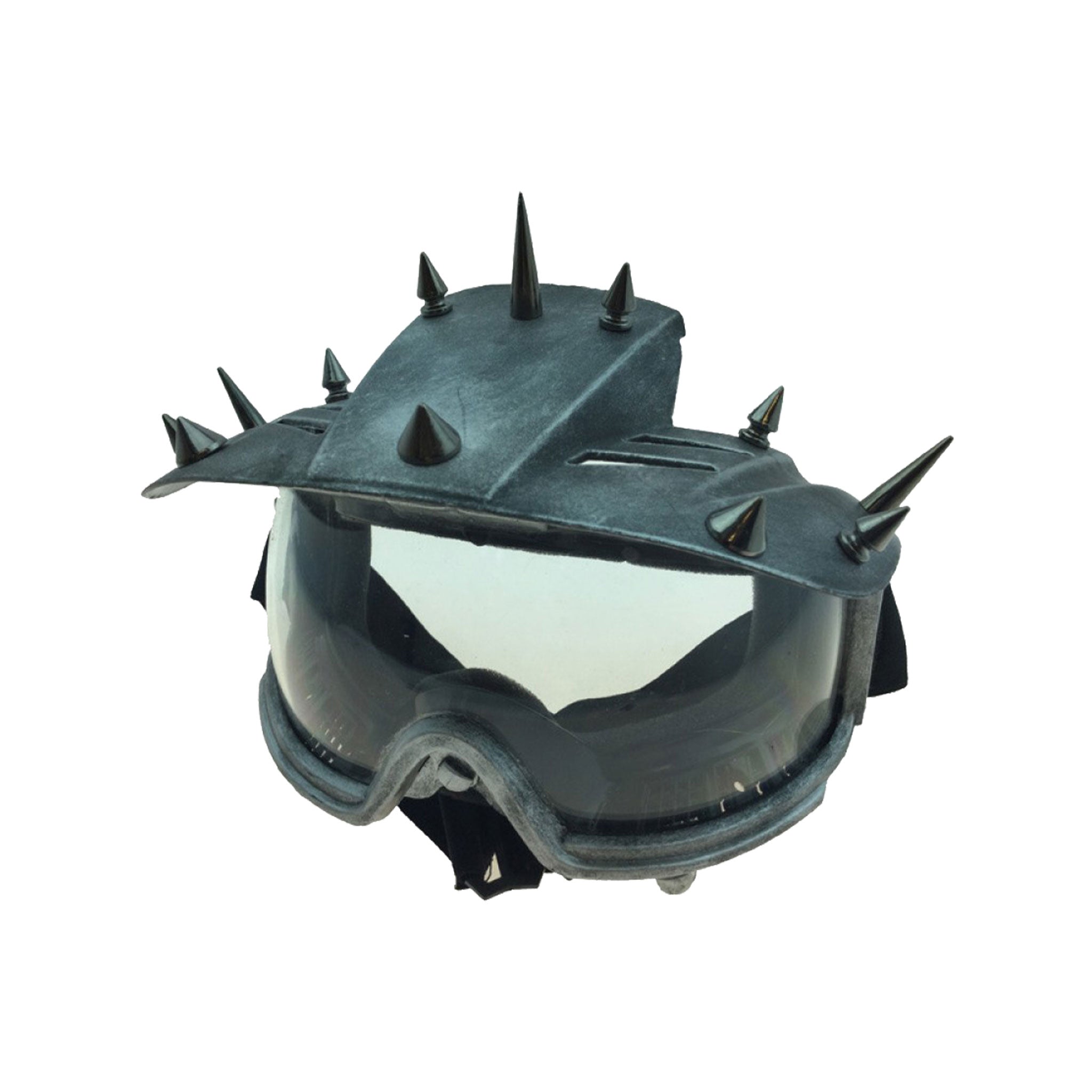 ABS plastic polycarbonate accessories headgear mask eyewear goggles visor vizor spiked spikes bmx-goggles motorcross wraparound elastic-band adjustable fetish fashion alt-fashion cyberpunk post-apocalyptic fallout mad-max steampunk costume cosplay halloween unisex antique-silver