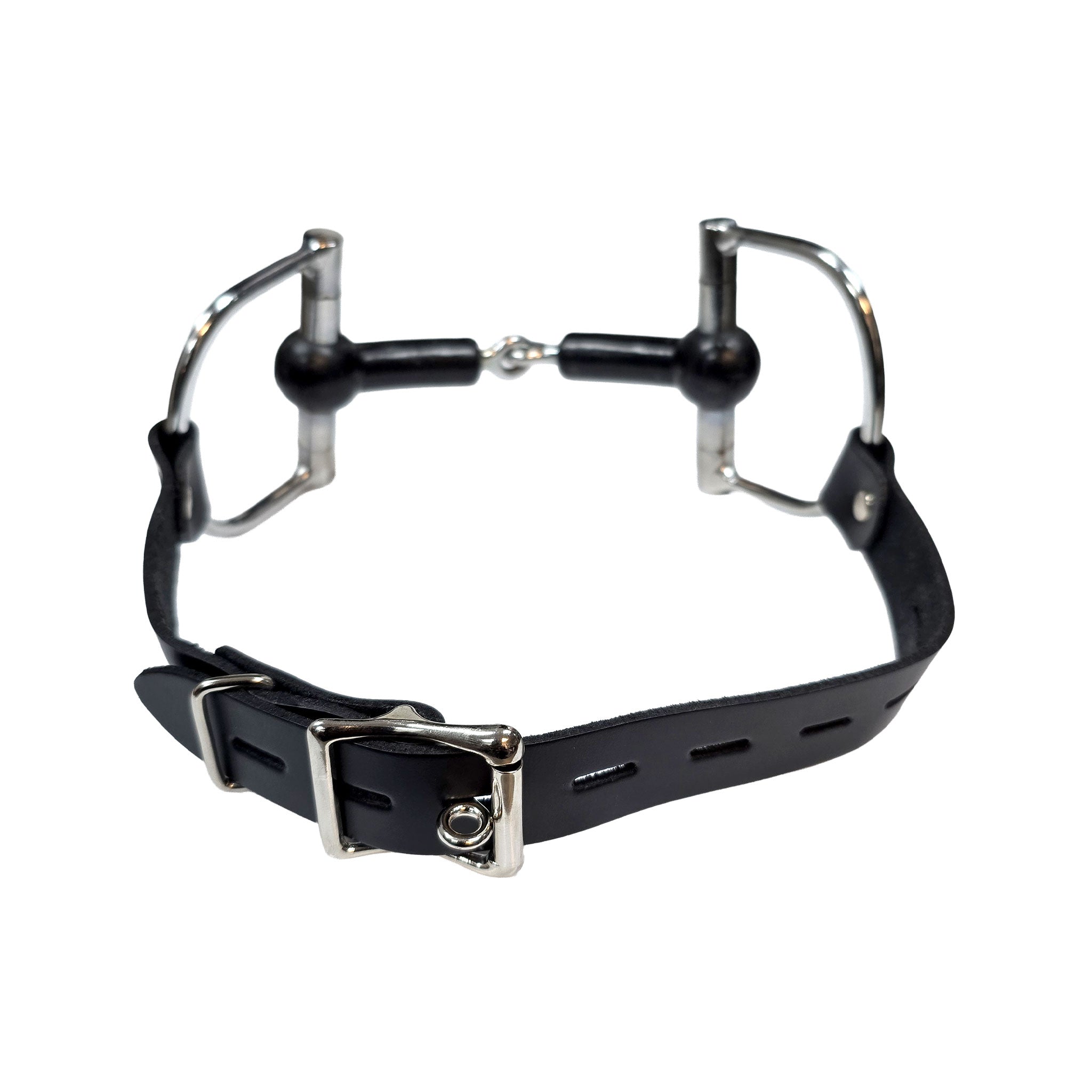 Metal solid-metal leather rubber accessories restraints gag mouth-gag bit-gag flexible-bit hinged-bit D-ring lockable locking adjustable flexible solid adjustable fetish fashion alt-fashion alternative bedroom dungeon festival bondage bdsm bdsm-toys kink kinky kinky-play kinky-toys pet pet-play pony-play adult-toys unisex black