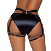 Velcro wetlook accessories intimates lingerie bottoms harness body-harness hip-harness butt-harness waist-closure velcro-closure O-ring stretchy comfortable strappy adjustable glossy bold sultry cheeky unforgettable sexy fetish fashion alt-fashion alternative bedroom dungeon bondage bdsm bdsm-fashion kink kinky kinkwear costume cosplay halloween female femme feminine womens black