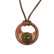 Eye Unakite Copper  & Leather  Pendant