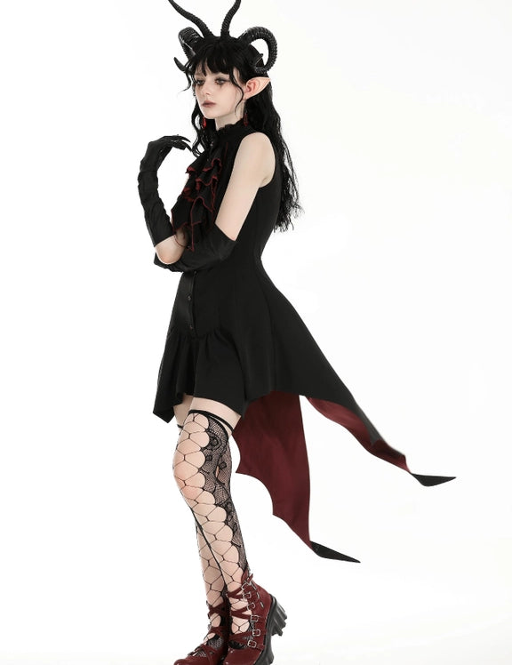 Little Devil Ruffled Bat Tail Sleeveless Dress