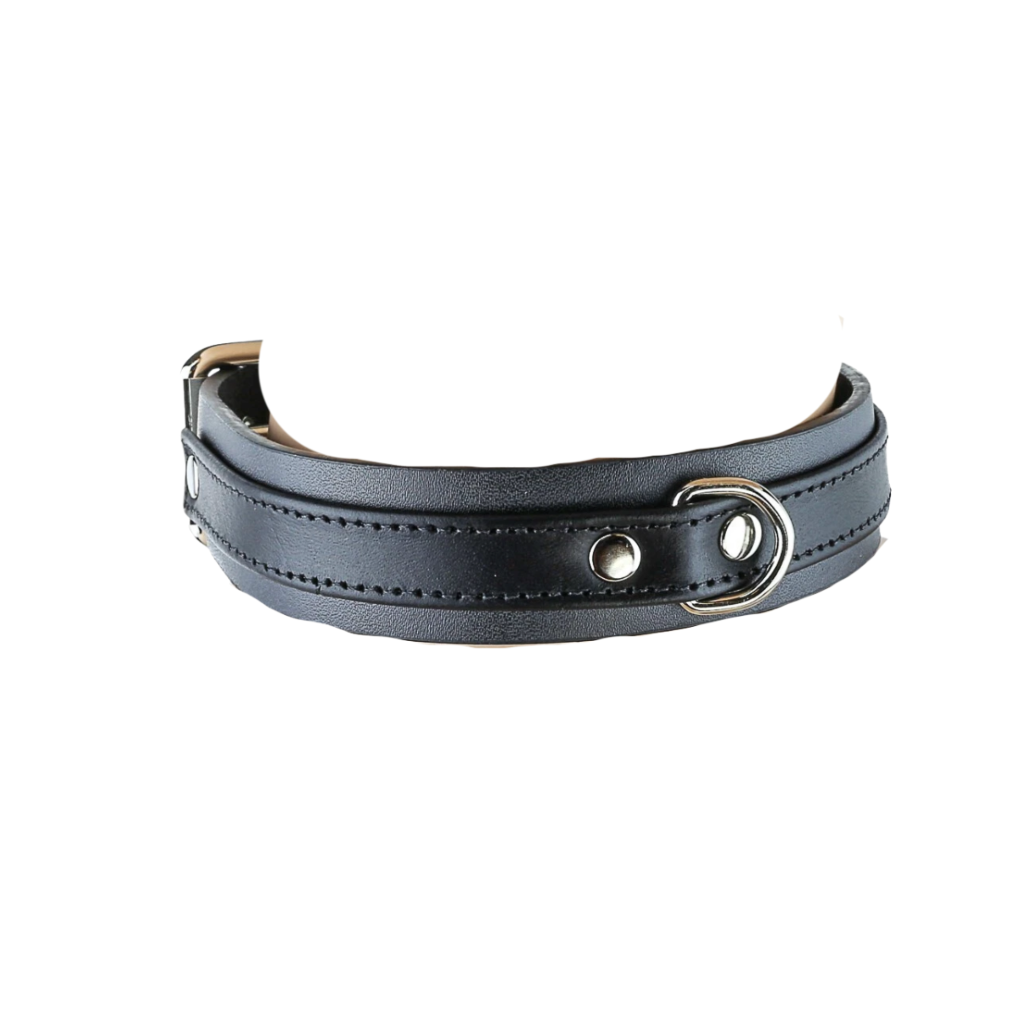 black genuine leather fetish choker with d ring front buckle back adjustable strap gothic bondage punk collar