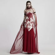dark night vampire cloak gothic cape chiffon layered beaded chain victorian vampire cosplay cloak detachable steampunk fashion alternative fetish factory