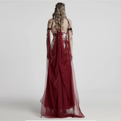 dark night vampire cloak gothic cape chiffon layered beaded chain victorian vampire cosplay cloak detachable steampunk fashion alternative fetish factory