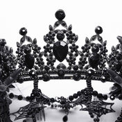 Metallic alloy headgear headband crown bead beaded beads acrylic long strand rose skeleton hands feathers spiderweb polyester flowers goth gothic royal halloween accessories black